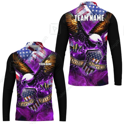 Custom Bowling Jersey Polo Shirt, American Pride Eagle, Personalized Name & Team Name