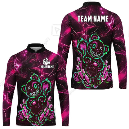 Custom Creepy Teddy Bowling Jersey Polo Shirt, Custom Creepy Teddy Bowling Jersey Team Shirt For Players With Name & Team Name