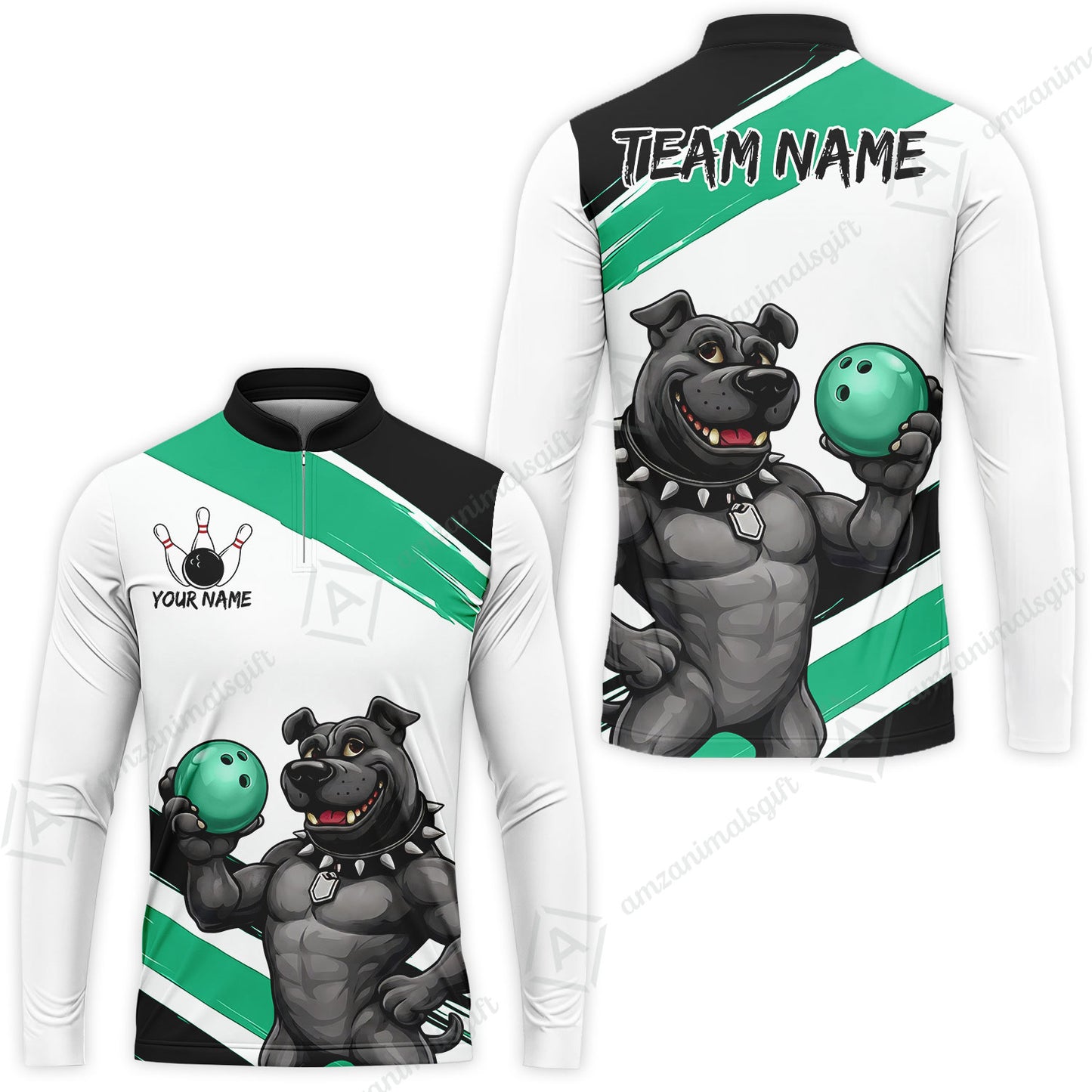 Custom Bowling Jersey Polo Shirt, Badass Dog Bowling Custom Bowling Jersey Team Shirt For Players With Name & Team Name