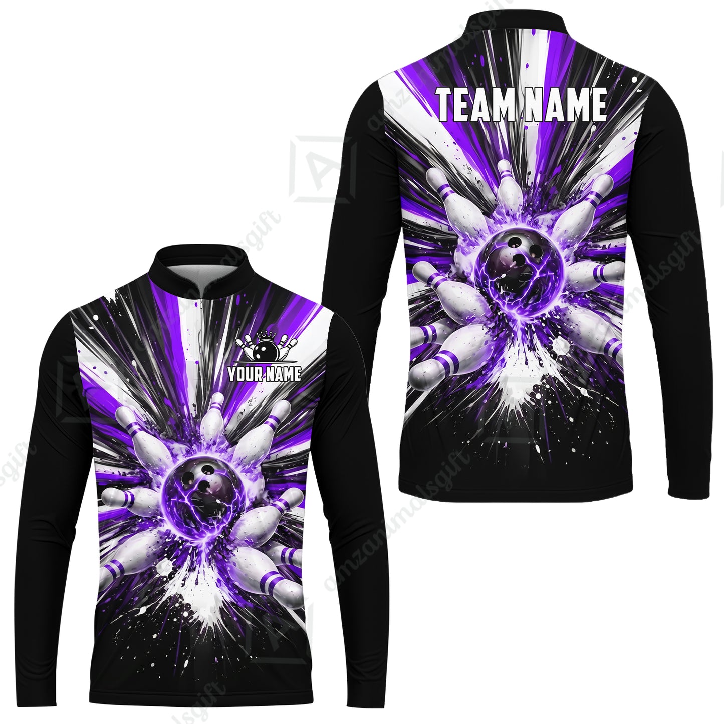 Custom Bowling Jersey Polo Shirt, Electric Burst Explosion, Custom Bowling Jersey Team Shirt For Players With Name and Team Name