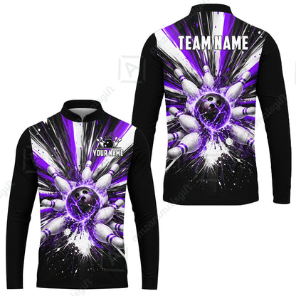 Custom Bowling Jersey Polo Shirt, Electric Burst Explosion, Custom Bowling Jersey Team Shirt For Players With Name and Team Name