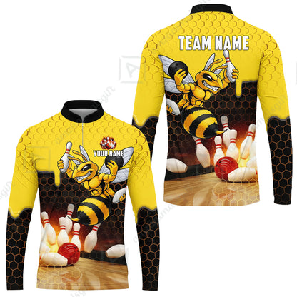 Customized Hornet Strike & Honeycomb Dripping Bowling Jersey, Custom Name And Team Name For Bowlers