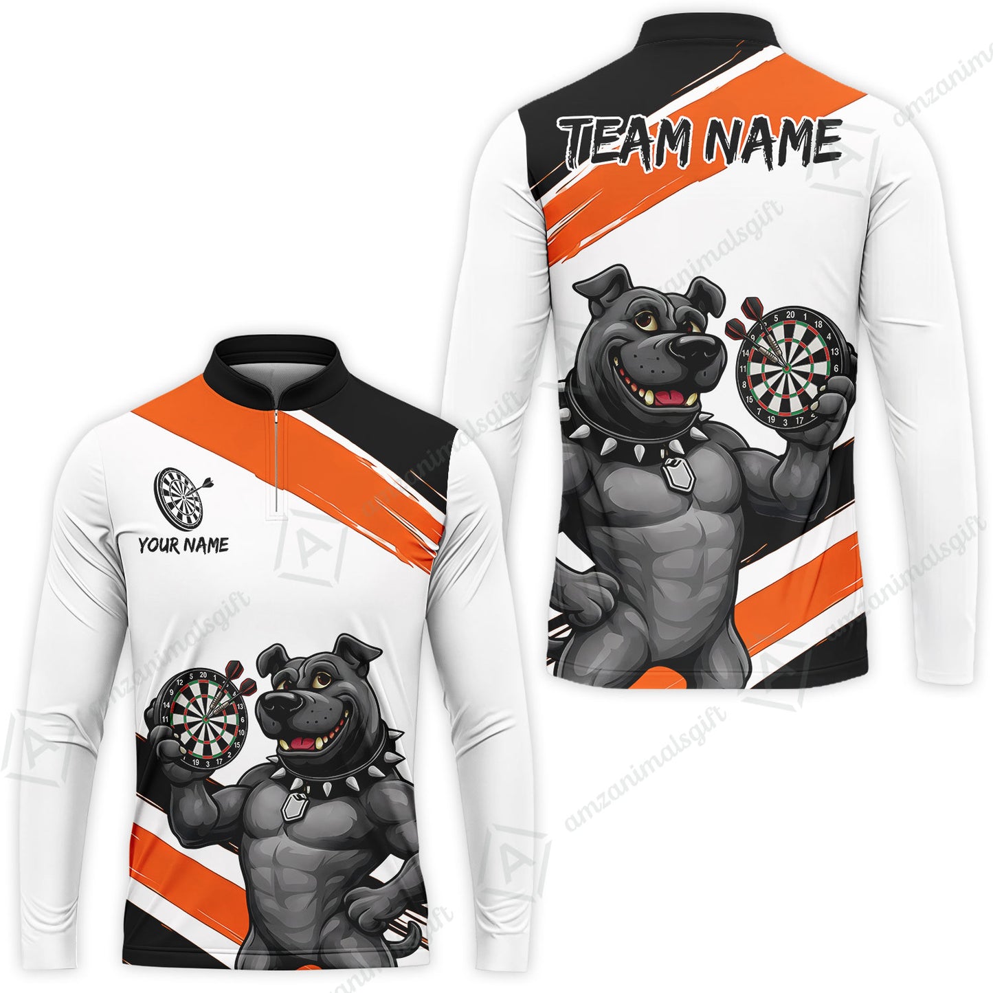 Custom Darts Jersey Polo Shirt, Pitbull Hold Dart Board, Custom Dart Jersey Team Shirt For Players With Name & Team Name