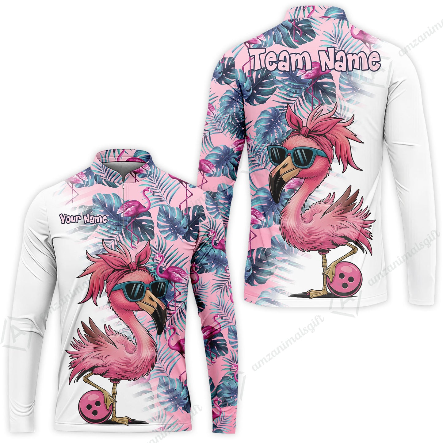 Custom Bowling Jersey Polo Shirt, Tropical Palm Leaves Bowling, Custom Bowling Jersey Team Shirt For Players With Name & Team Name