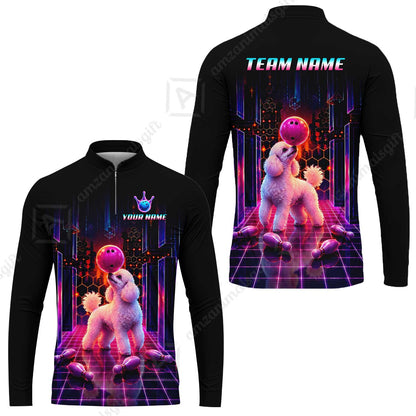 Custom Bowling Jersey Polo Shirt, Cyber Bowling Dog, Custom Bowling Jersey Team Shirt For Players With Name & Team Name