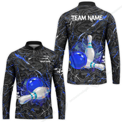 Customized Bowling Unisex Polo Shirt, Swirling Marbled Pattern Vibrant Veins, Bowling Uniforms, Personalized Name And Team Name