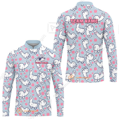 Custom Bowling Jersey Polo Shirt, Cute Alpaca Pattern Bowling Custom Bowling Jersey Team Shirt With Name & Team Name