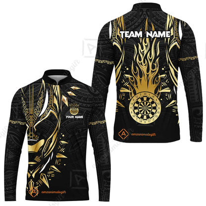 Custom Darts Team Jersey, Black Panther Forever Darts Jersey Polo Quarter-Zip Shirts, Custom Darts Uniforms Jerseys