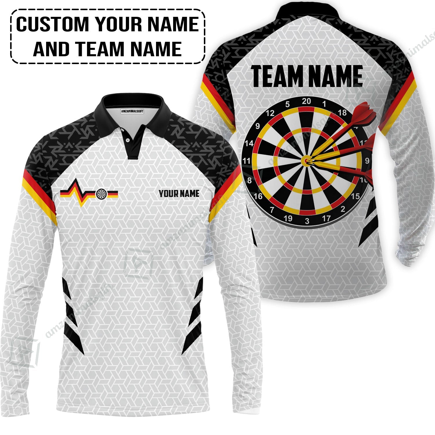 Custom Germany Darts Long Polo Shirt, Personalized Darts For Team Long Polo Shirt