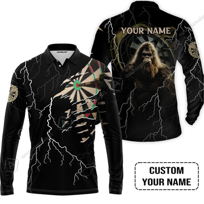 Customized Name Darts Hoodie, Bullseye Dartboard Personalized Bigfoot And Darts Hoodie