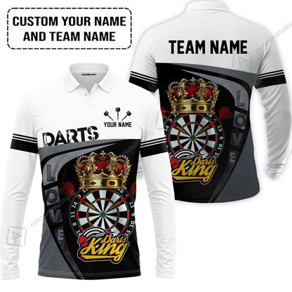 Customized Name & Text Darts Polo Shirt, Darts King Personalized Name Darts Uniforms Polo Shirt