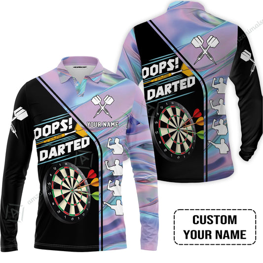 Customized Darts Long Polo Shirt, Dartboard, I Darted, Personalized Name Long Polo Shirt