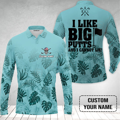 Golf Custom Name Long Polo Shirt - I Like Big Putts And I Cannot Lie Personalized Long Polo Shirt
