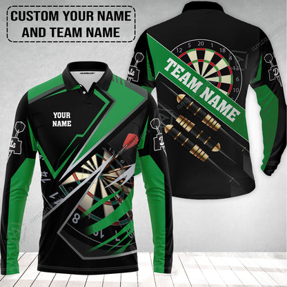 Personalized Darts Long Polo Shirt - Custom Name & Team Name Darts Long Polo Shirt