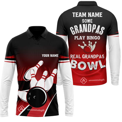 Bowling Men Polo Shirt - Some Grandpas Play Bingo Bowling Polo Shirt - Gift For Friend, Family, Bowling Lovers, Grandpa