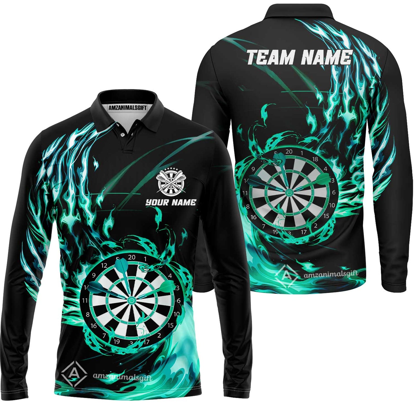 Personalized Darts Hawaiian Shirt - Custom Name & Team Name Darts Purple Fire Polo Shirt For Women, Darts Team, Darts Lover