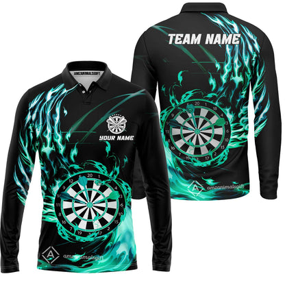 Personalized Darts Hawaiian Shirt - Custom Name & Team Name Darts Purple Fire Polo Shirt For Women, Darts Team, Darts Lover