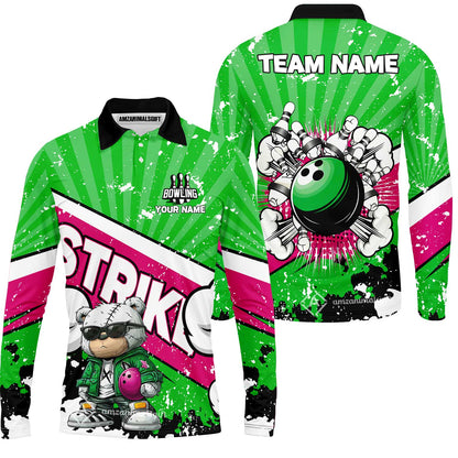 Customized Unisex Polo Shirt, Bowling Hip Hop Cartoon Design, Uniform Bowling - Personalized Name And Team Name