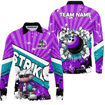 Customized Unisex Polo Shirt, Bowling Hip Hop Cartoon Design, Uniform Bowling - Personalized Name And Team Name