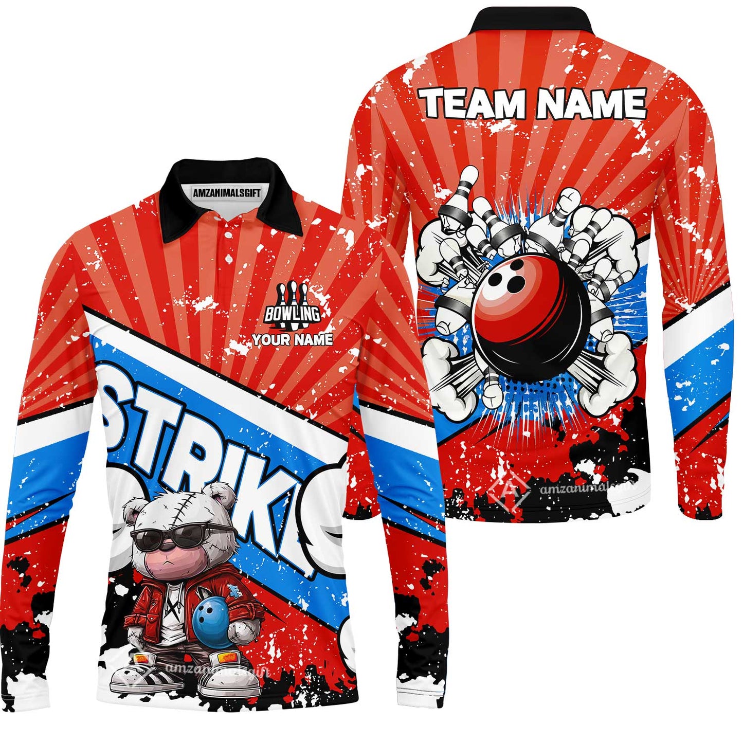 Customized Unisex Polo Shirt, Bowling Hip Hop Cartoon Design, Uniform Bowling - Personalized Name And Team Name
