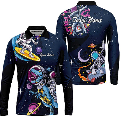 Customized Bowling Unisex Polo Shirt, Seraphic Galaxy Astronaut, Bowling Uniforms, Personalized Name And Team Name