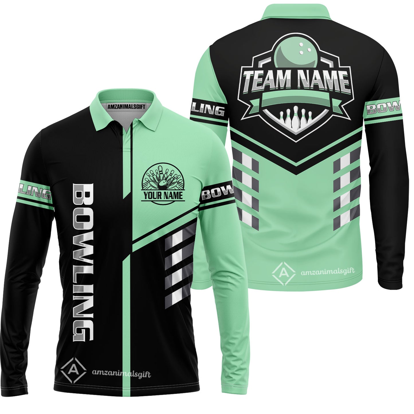 Custom Bowling Team Shirt – Modern Split Design Multicolor Option Personalized Jersey Bowling Uniform For League Players