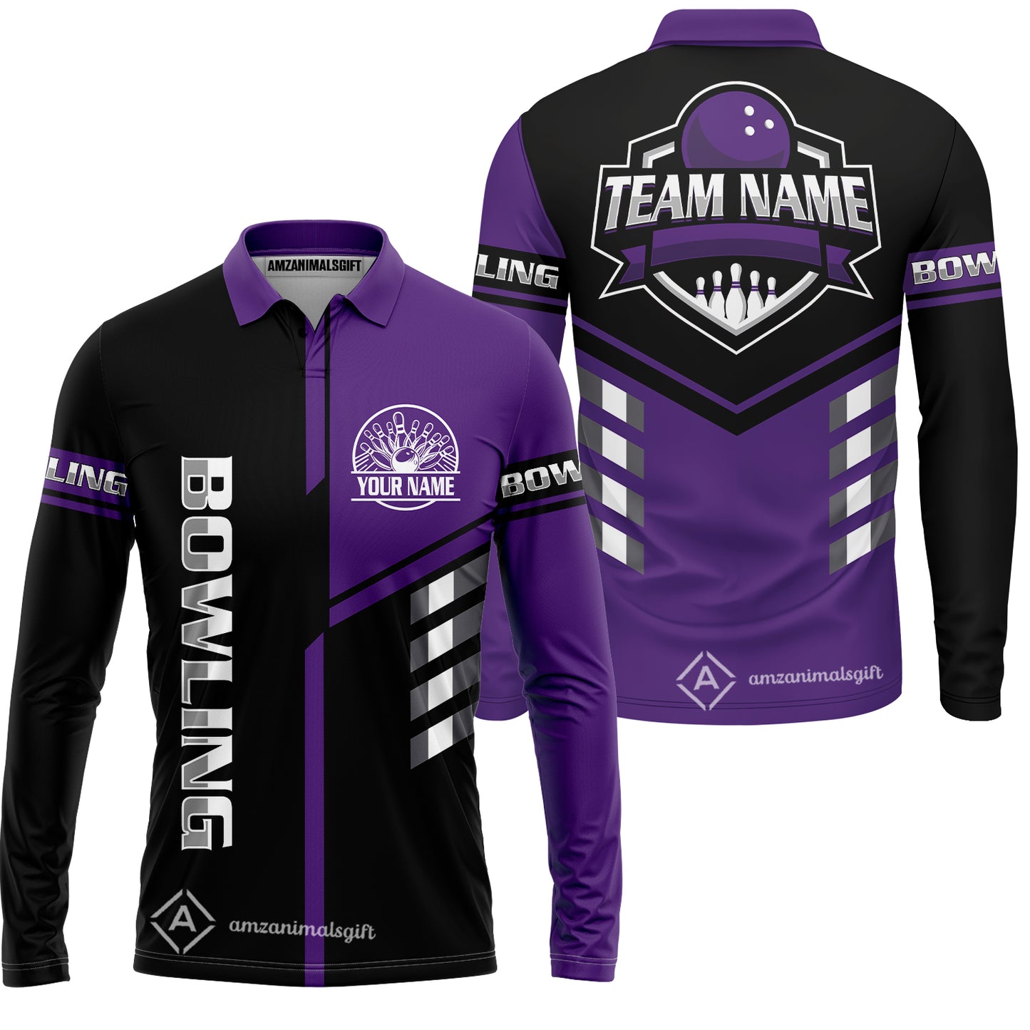 Custom Bowling Team Shirt – Modern Split Design Multicolor Option Personalized Jersey Bowling Uniform For League Players