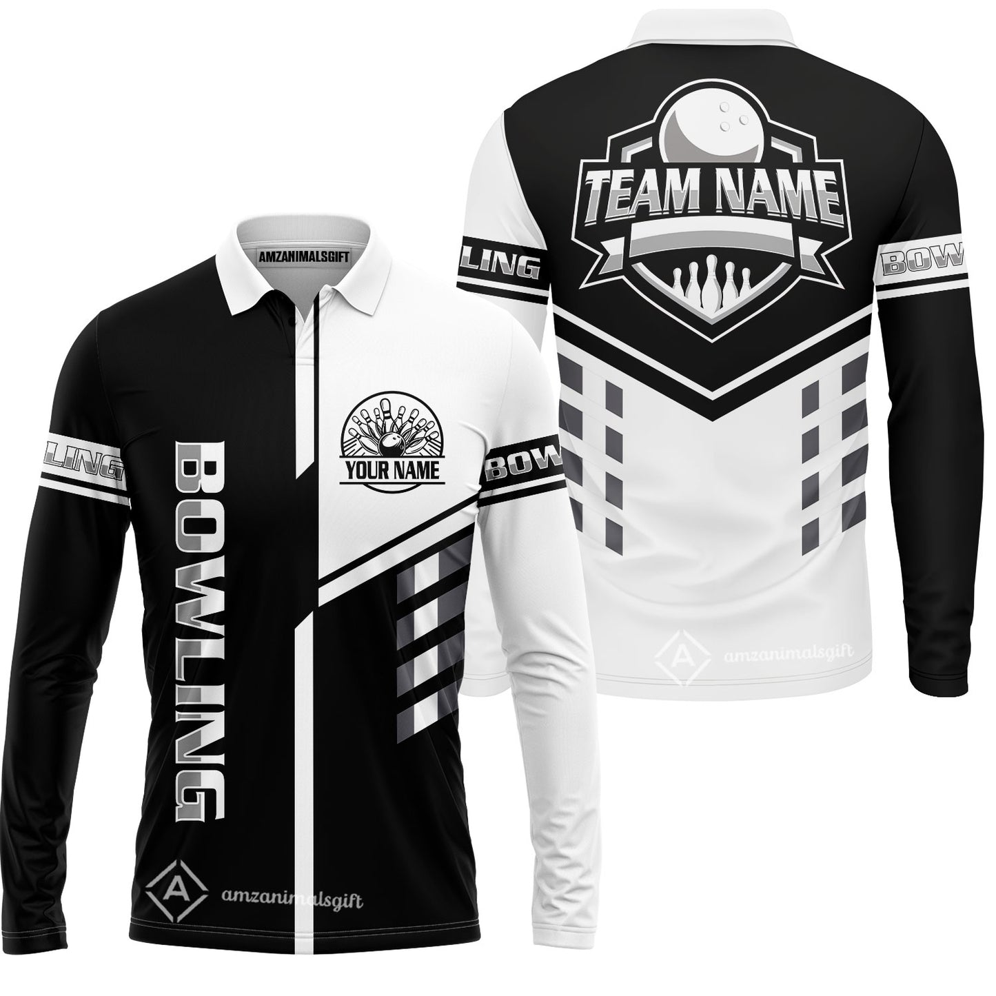 Custom Bowling Team Shirt – Modern Split Design Multicolor Option Personalized Jersey Bowling Uniform For League Players