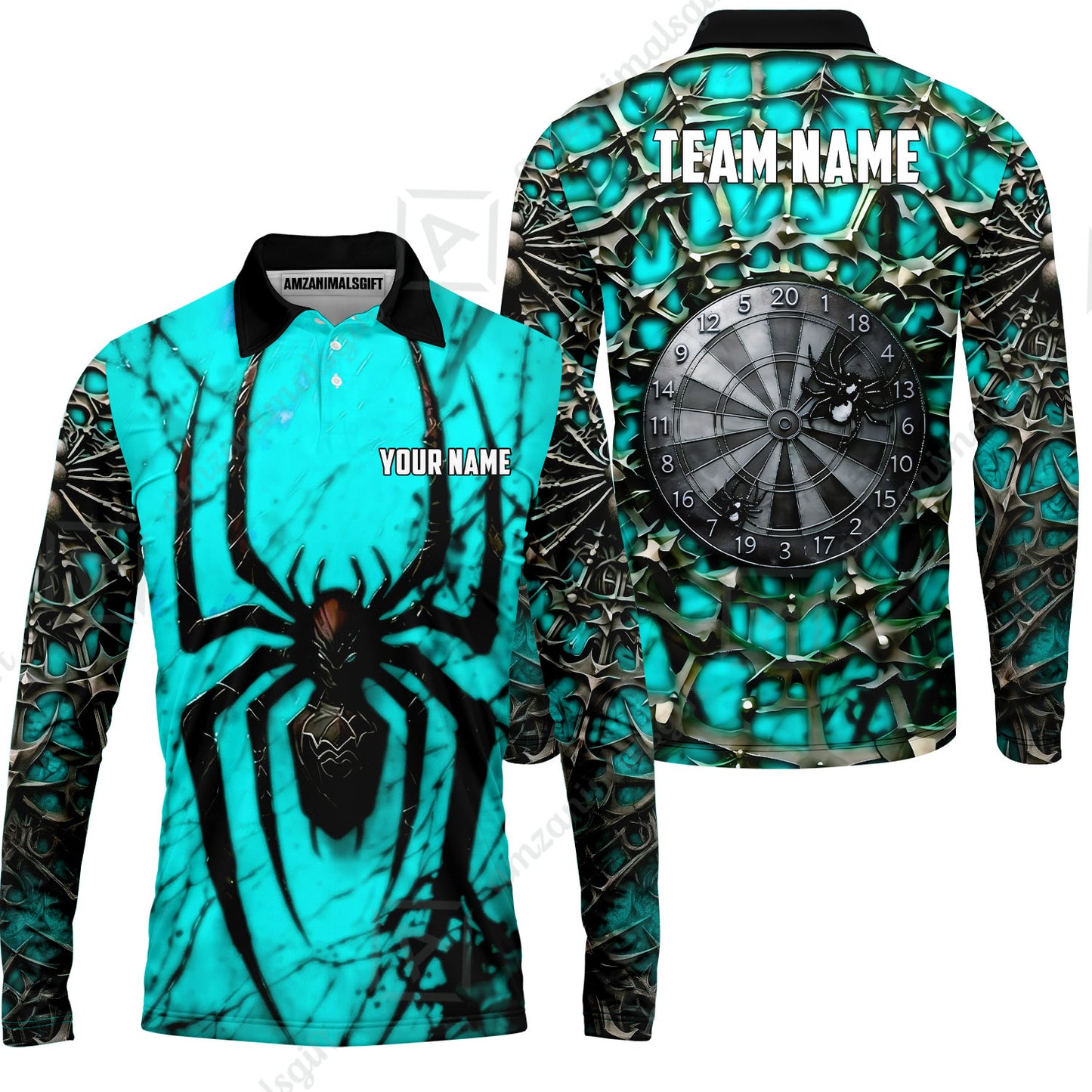 Custom Darts Jersey Polo Shirt, Gothic Widow Spiderweb, Custom Dart Jersey Team Shirt For Players With Name & Team Name