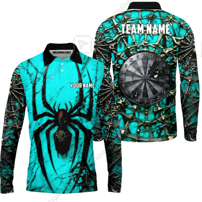 Custom Darts Jersey Polo Shirt, Gothic Widow Spiderweb, Custom Dart Jersey Team Shirt For Players With Name & Team Name