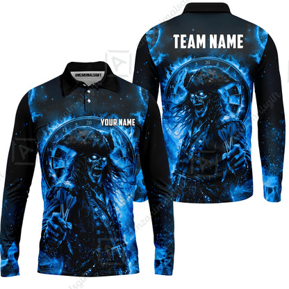 Custom Darts Jersey Polo Shirt, Ghost Pirate, Custom Dart Jersey Team Shirt For Players With Name & Team Name