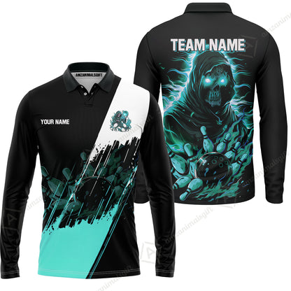 Custom Bowling Jersey Polo Shirt, Glow Reaper Bowling Custom Bowling Jersey Team Shirt For Players With Name & Team Name