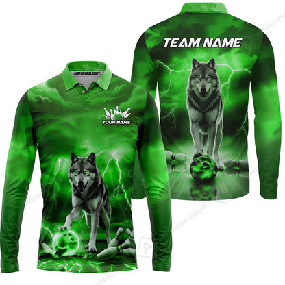 Custom Bowling Jersey Polo Shirt, Electric Wolf Bowling Custom Bowling Jersey Team Shirt For Players With Name & Team Name
