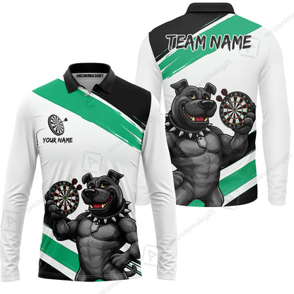 Custom Darts Jersey Polo Shirt, Pitbull Hold Dart Board, Custom Dart Jersey Team Shirt For Players With Name & Team Name