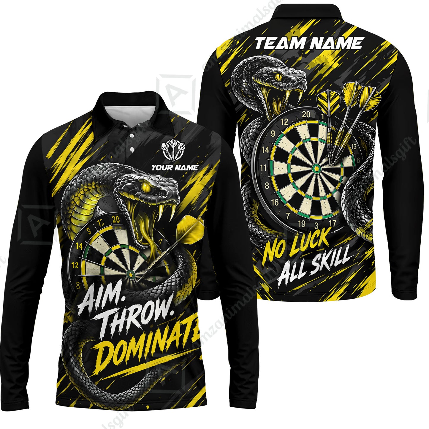 Customized Darts Team Jersey, Personalized Snake Darts Abstract Background Polo Shirt For Players With Name & Team Name