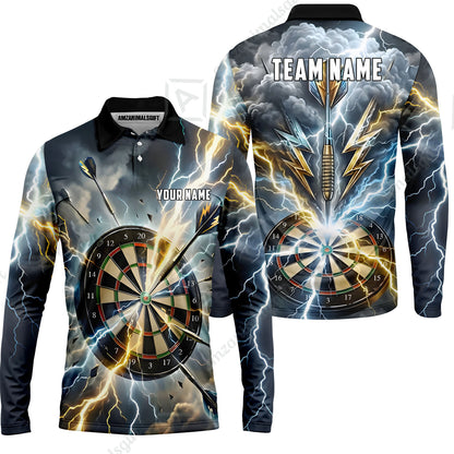 Custom Darts Team Jersey, Personalized Lightning Darts Polo Shirt For Players With Name & Team Name