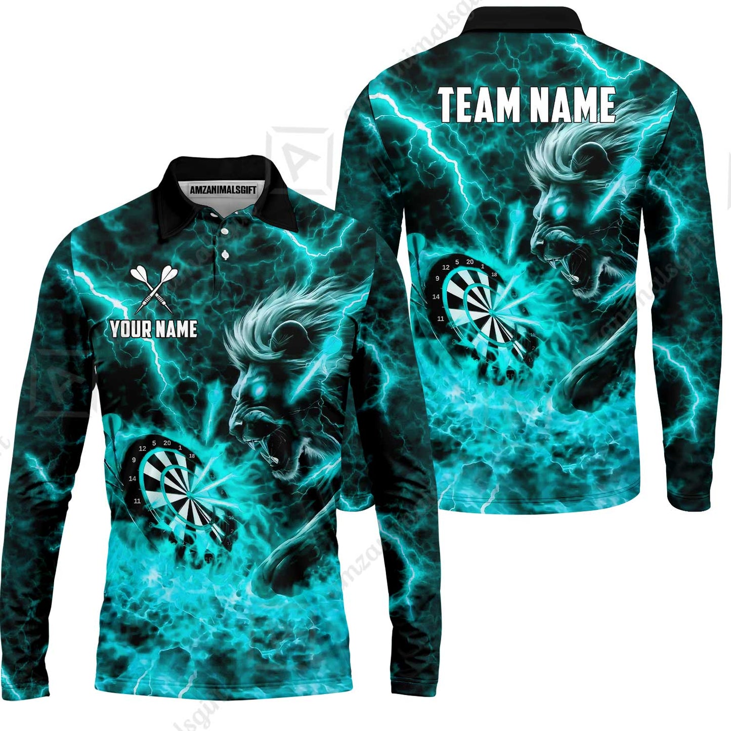 Custom Darts Team Jersey, Personalized Lightning Lion Jersey Shirt For Players With Name & Team Name