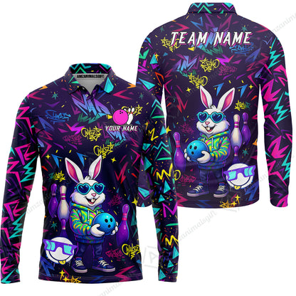 Custom Hip Hop Rabbit Bowling Jersey Polo Shirt, Custom Hip Hop Rabbit Bowling Jersey Team Shirt For Players With Name & Team Name