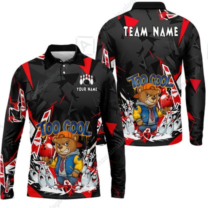 Custom Bowling Jersey Polo Shirt, Streetwear Style Bear Bowling, Custom Bowling Jersey Team Shirt For Players With Name & Team Name