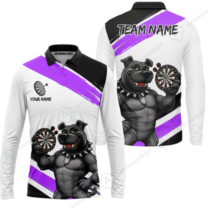 Custom Darts Jersey Polo Shirt, Pitbull Hold Dart Board, Custom Dart Jersey Team Shirt For Players With Name & Team Name