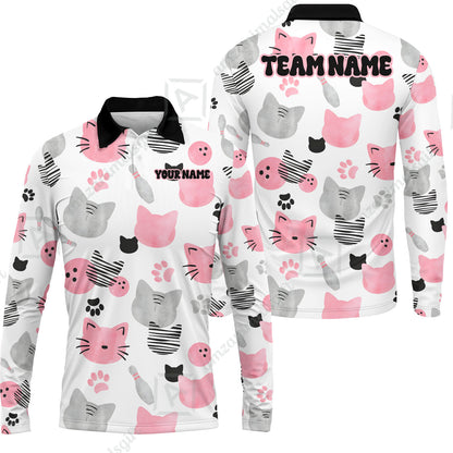 Customized Cat Bowling Watercolor Bowling Jersey, Custom Name And Team Name For Bowlers