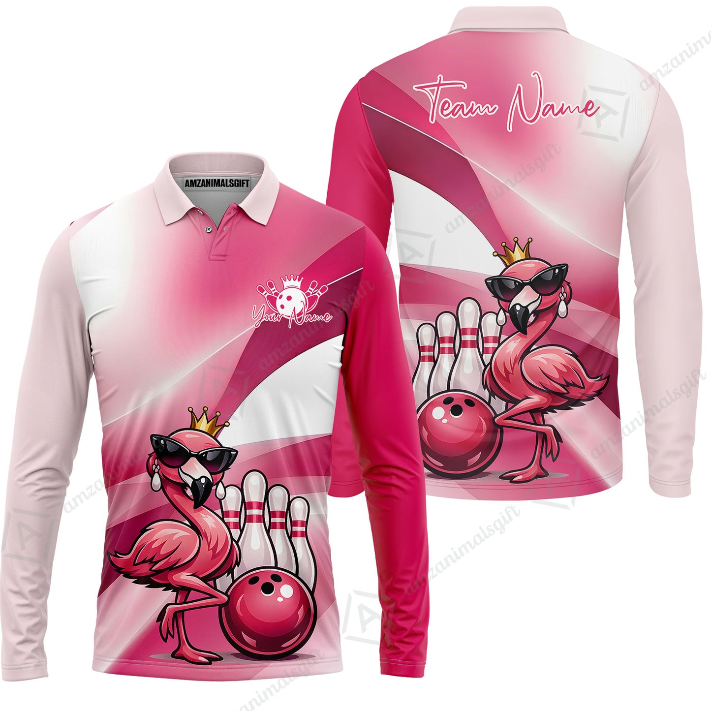 Custom Women Jersey Shirt, Pink Diva Flamingo Bowling, Custom Bowling Jersey Team Shirt For Players With Name & Team Name