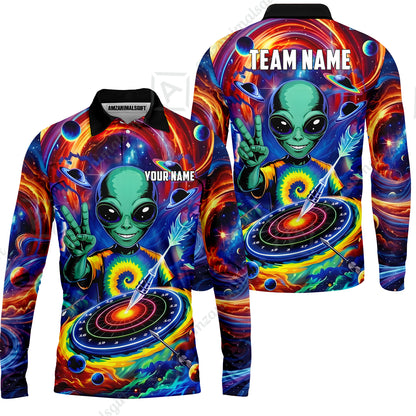 Custom Darts Team Jersey, Personalized Alien Vortex Strike Dart Polo Shirt For Players With Name & Team Name