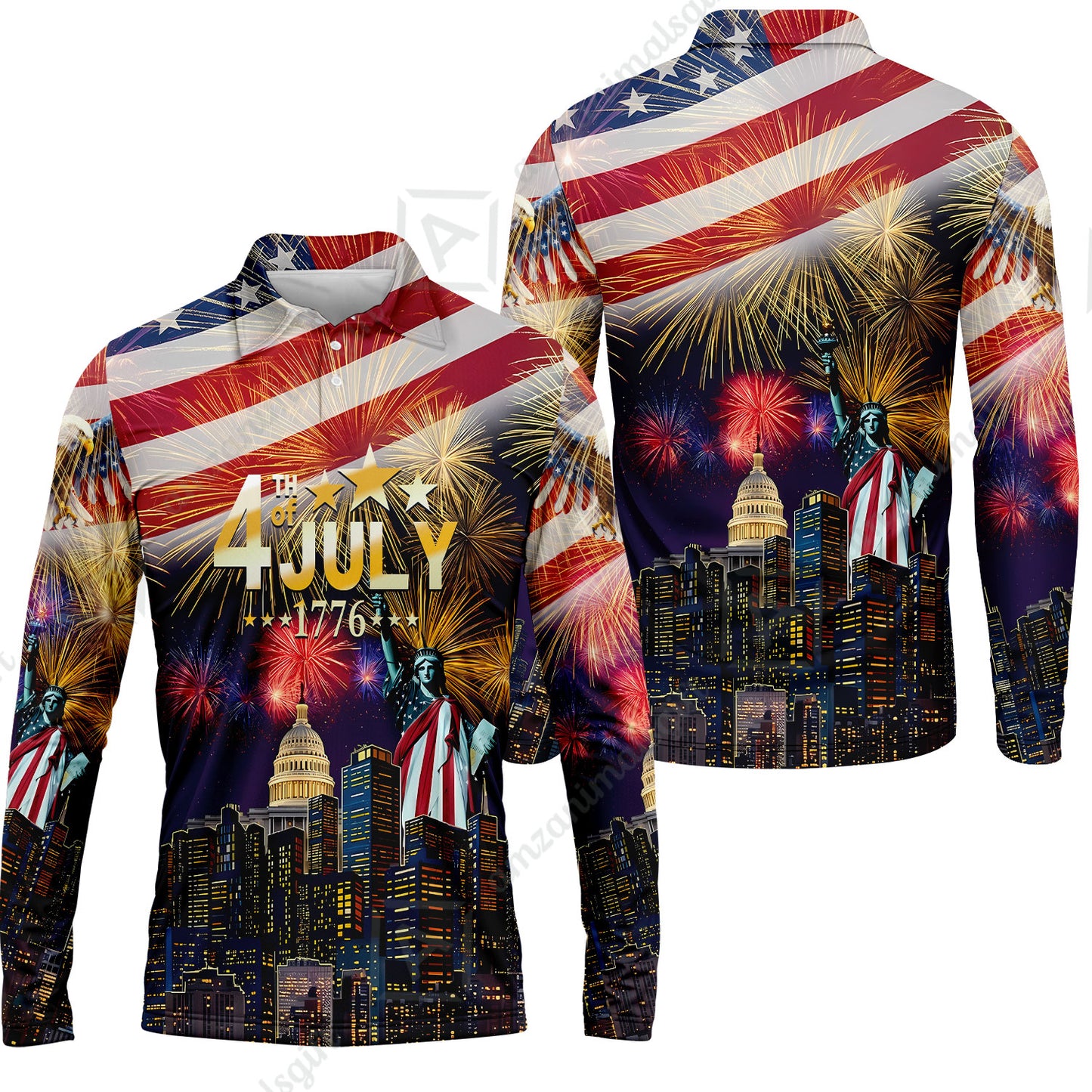 Custom Bowling Jersey Polo Shirt, Independence Day Celebration 1776 Bowling, Custom Bowling Jersey Team Shirt For Players With Name and Team Name
