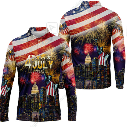 Custom Bowling Jersey Polo Shirt, Independence Day Celebration 1776 Bowling, Custom Bowling Jersey Team Shirt For Players With Name and Team Name