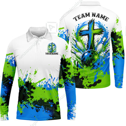 Custom Bowling Jersey Polo Shirt, Splash Pain Bowling Cross Colorful, Custom Bowling Jersey Team Shirt For Players With Name & Team Name