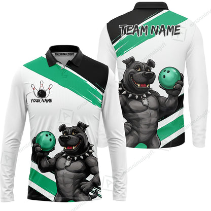 Custom Bowling Jersey Polo Shirt, Badass Dog Bowling Custom Bowling Jersey Team Shirt For Players With Name & Team Name