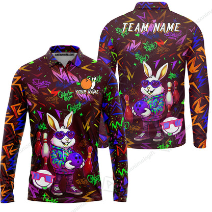 Custom Hip Hop Rabbit Bowling Jersey Polo Shirt, Custom Hip Hop Rabbit Bowling Jersey Team Shirt For Players With Name & Team Name