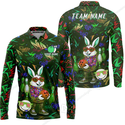 Custom Hip Hop Rabbit Bowling Jersey Polo Shirt, Custom Hip Hop Rabbit Bowling Jersey Team Shirt For Players With Name & Team Name