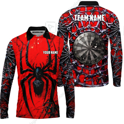 Custom Darts Jersey Polo Shirt, Gothic Widow Spiderweb, Custom Dart Jersey Team Shirt For Players With Name & Team Name